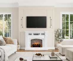 62" White Marble Grand Electric Fireplace Console -FurniHub Store 810617766 B0 2