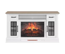 60" White 2-Door Electric Fireplace Console