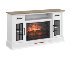 60" White 2-Door Electric Fireplace Console -FurniHub Store 810618088 A0 2