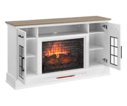 60" White 2-Door Electric Fireplace Console -FurniHub Store 810618088 A0 3