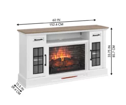 60" White 2-Door Electric Fireplace Console -FurniHub Store 810618088 A6