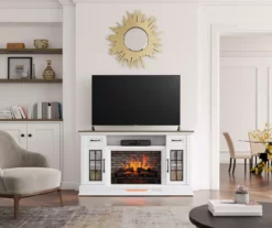 60" White 2-Door Electric Fireplace Console -FurniHub Store 810618088 B0 2