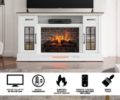 60" White 2-Door Electric Fireplace Console -FurniHub Store 810618088 M7
