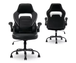 White & Black Faux Leather Gaming Chair -FurniHub Store 810618952 A0 10