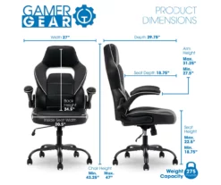 White & Black Faux Leather Gaming Chair -FurniHub Store 810618952 A0 11