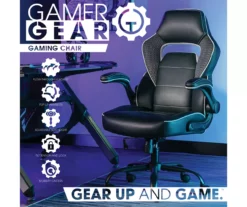 White & Black Faux Leather Gaming Chair -FurniHub Store 810618952 A0 2
