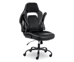 White & Black Faux Leather Gaming Chair -FurniHub Store 810618952 A0 9