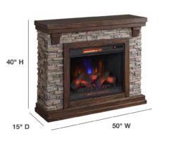 50" Madison Pine & Faux Stone Electric Fireplace -FurniHub Store 810620258 A6