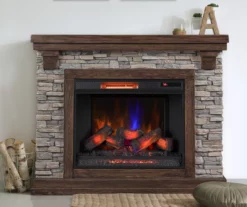 50" Madison Pine & Faux Stone Electric Fireplace -FurniHub Store 810620258 B0