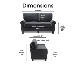 Copenhagen Charcoal Loveseat -FurniHub Store 810659173 A0 5