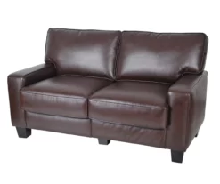 Palisades Chestnut Bonded Leather Loveseat -FurniHub Store 810659212 A0 1