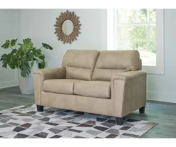 Tishen Pebble Sand Faux Leather Loveseat -FurniHub Store 810669862 A1 2