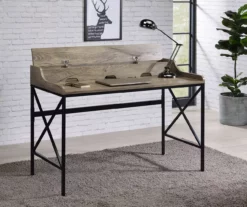 Corday Gray Wood Writing Desk With USB Charing -FurniHub Store 810680820 B0 1