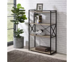 Corday Gray Wood 4-Shelf Open Bookcase -FurniHub Store 810680821 B0 1
