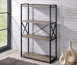 Corday Gray Wood 4-Shelf Open Bookcase -FurniHub Store 810680821 B0 2
