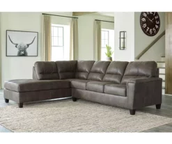 Signature Design By Ashley Navi Smoke Faux Leather Sleeper Sectional With Left-Facing Chaise -FurniHub Store combo760012 1