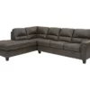 Signature Design By Ashley Navi Smoke Faux Leather Sleeper Sectional With Left-Facing Chaise -FurniHub Store combo760012