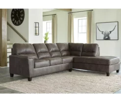 Signature Design By Ashley Navi Smoke Faux Leather Sleeper Sectional With Right-Facing Chaise -FurniHub Store combo760013 1