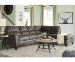 Signature Design By Ashley Navi Smoke Faux Leather Sleeper Sectional With Right-Facing Chaise -FurniHub Store combo760013 3