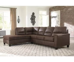 Signature Design By Ashley Navi Chestnut Faux Leather Sectional With Left-Facing Chaise -FurniHub Store combo760014 1