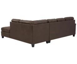 Signature Design By Ashley Navi Chestnut Faux Leather Sectional With Right-Facing Chaise -FurniHub Store combo760015 2
