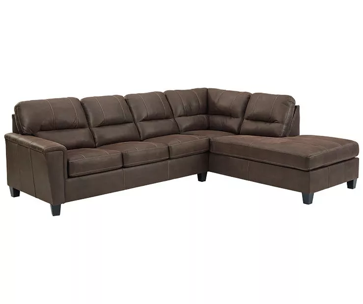 Signature Design By Ashley Navi Chestnut Faux Leather Sleeper Sectional With Right-Facing Chaise 4 Signature Design By Ashley Navi Chestnut Faux Leather Sleeper Sectional With Right-Facing Chaise - Image 2