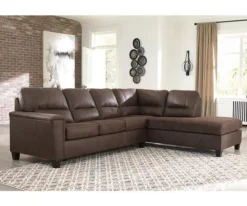 Signature Design By Ashley Navi Chestnut Faux Leather Sleeper Sectional With Right-Facing Chaise 9 Signature Design By Ashley Navi Chestnut Faux Leather Sleeper Sectional With Right-Facing Chaise -FurniHub Store combo760017 2
