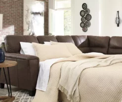 Signature Design By Ashley Navi Chestnut Faux Leather Sleeper Sectional With Right-Facing Chaise