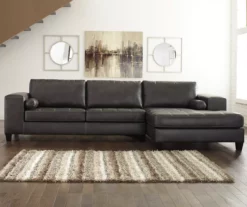 Signature Design By Ashley Nokomis Faux Leather Sectional With Right-Arm-Facing Chaise -FurniHub Store combo800021