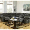 Signature Design By Ashley Tambo Pewter Faux Leather Reclining Sectional -FurniHub Store combo800025