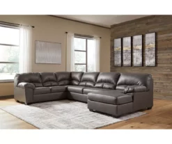 Signature Design By Ashley Aberton Gray Faux Leather 3-Piece Sectional With Right-Facing Chaise -FurniHub Store combo860013 1