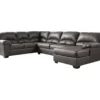 Signature Design By Ashley Aberton Gray Faux Leather 3-Piece Sectional With Right-Facing Chaise -FurniHub Store combo860013