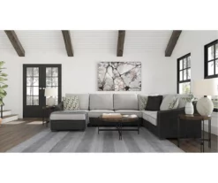Signature Design By Ashley Bilgray Gray Faux Leather 3-Piece Sectional With Left-Facing Chaise