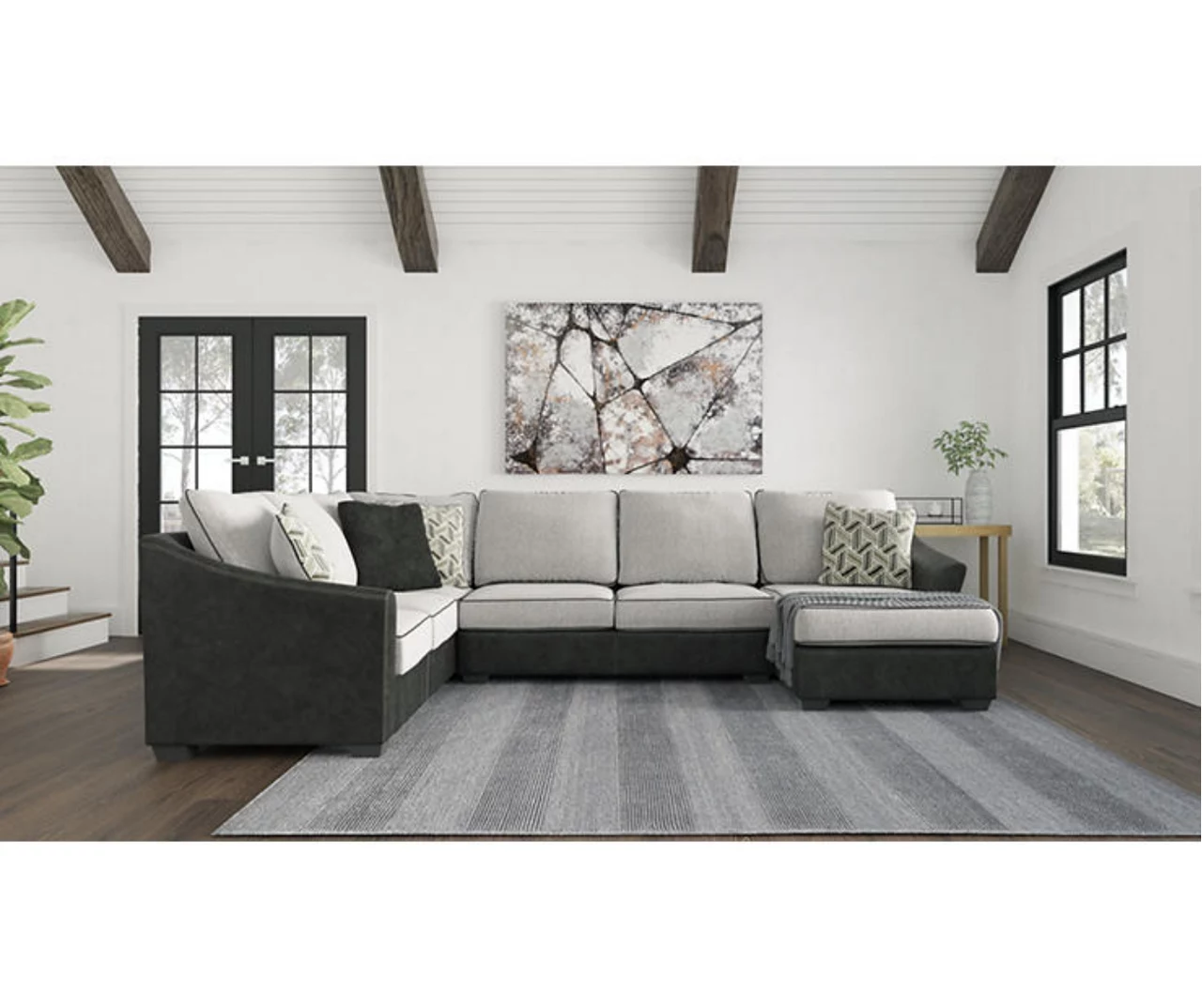 Signature Design By Ashley Bilgray Gray Faux Leather 3-Piece Sectional With Right-Facing Chaise 3 Signature Design By Ashley Bilgray Gray Faux Leather 3-Piece Sectional With Right-Facing Chaise