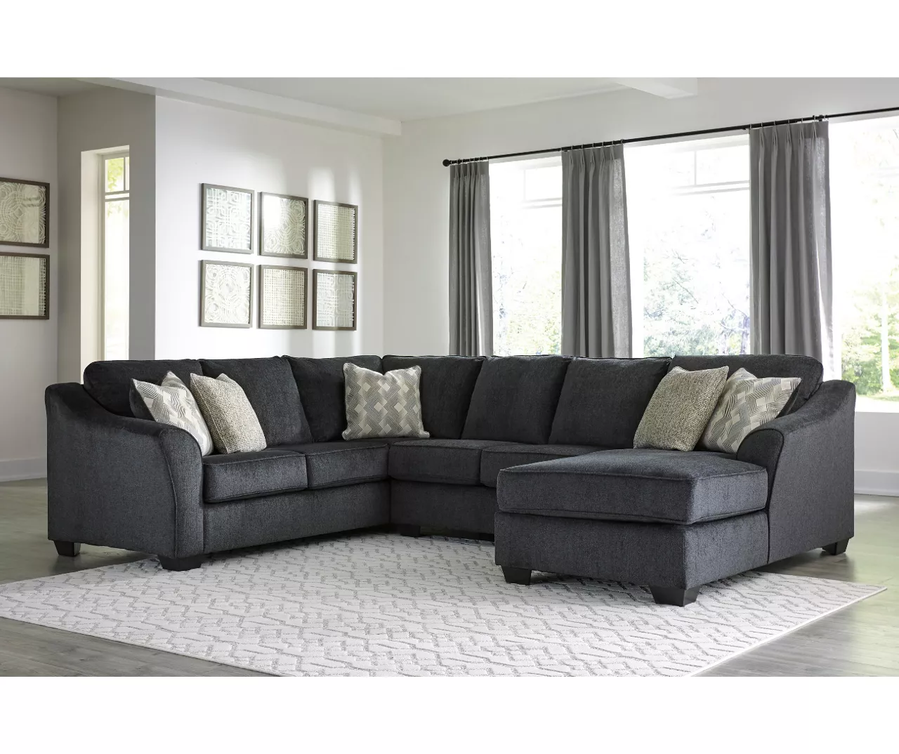 Signature Design By Ashley Eltmann Slate 3-Piece Sectional With Right-Facing Chaise 4 Signature Design By Ashley Eltmann Slate 3-Piece Sectional With Right-Facing Chaise - Image 2